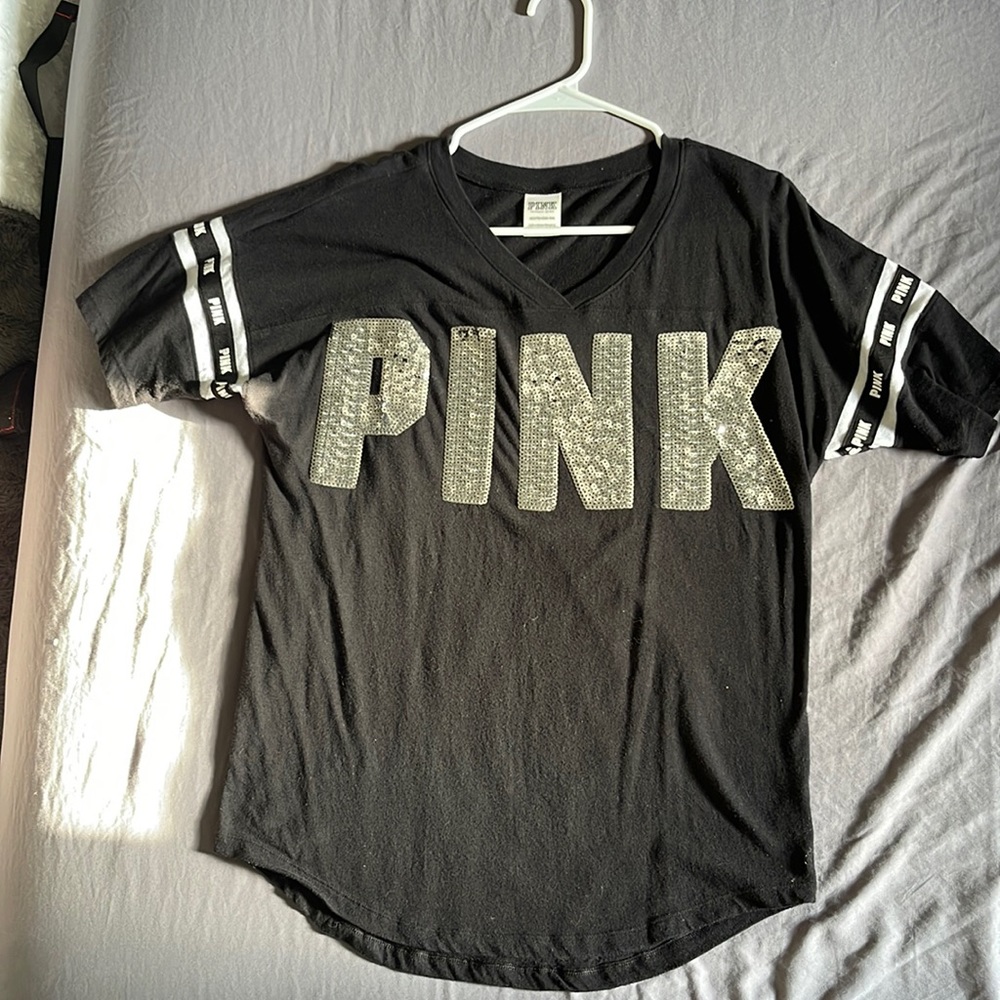 Black with silver sequence VS t shirt